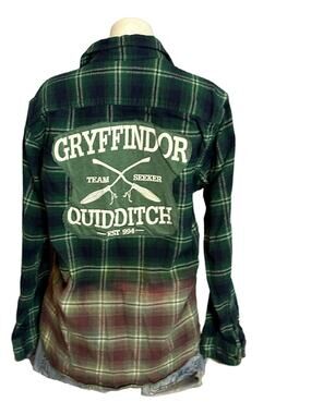 Harry Potter Flannel Plaid Shirt Shacket MEDIUM  Unique Gryffindor Quidditch